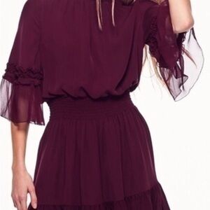Elegant Burgundy Chiffon Dress